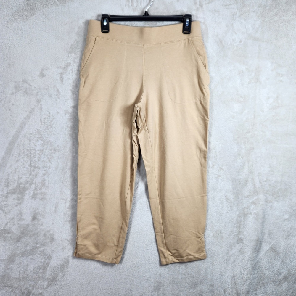 Denim & Co Crop Pant Womens Small Petite Sand Easy Wear‎ French Terry A695480